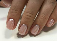 Natural Metallic Nails, Neutral Metallic Nails, Short Glazed Nails, Spring Powder Dipped Nails, Moh Nails, Short Pearl Nails, Nude Spring Nails, Timeless Nails, Glazed Nails