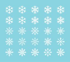 snowflakes on a blue background are arranged in the shape of four different shapes