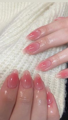 Pink Ombre Nails, Simple Acrylic Nails, Almond Acrylic Nails, Cute Gel Nails, Glam Nails