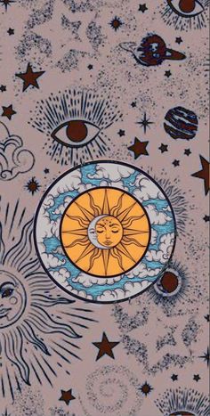 the sun and moon are depicted in this painting