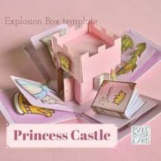 the princess castle is made out of paper and has an open box with pictures on it