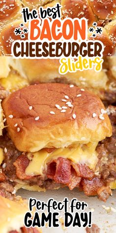 These bacon cheeseburger sliders are serious crowd pleasers - irresistible hunger busters that can be enjoyed as party snacks or appetizers! Serve with Frech fries or creamy coleslaw. Bacon Cheeseburger Sliders, Sliders On Hawaiian Rolls, Sliders Recipes Hawaiian Rolls, Easy Slider Recipes, Slider Sandwiches, Cheeseburger Sliders, Beef Sliders, Hawaiian Sweet Rolls, Sweet Buns