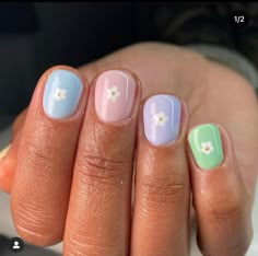 Cute Easter Nails, Pastel Nail Art, Kids Nail Designs, Girls Nail Designs, Nail Art For Kids, Pastel Nails Designs, Pastel Nail, Squoval Nails