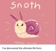 a pink background with an image of a snail and the words, i've discovered the ultimate life form