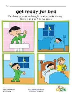 a comic strip with the words get ready for bed and an image of a child in bed