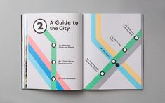 an open book with the title'a guide to the city '