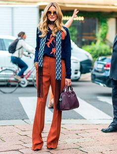 Estilo Olivia Palermo, Milan Fashion Week Street Style, Olivia Palermo Style, Orange Pants, Street Style 2017, Chique Outfits, Estilo Chic, Milan Fashion Weeks, Spring Street Style