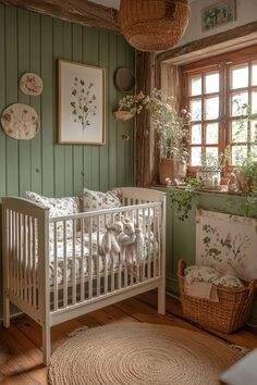 24+ Stunning Olive Green Apartment Touches for 2025 Nursery Cream Walls, Simple Apartment Nursery, Green Nursery Inspiration, Plants Nursery Ideas, Sage Green Winnie The Pooh Nursery, Green Beadboard Nursery, Grey And Sage Nursery, Olive Green Girl Nursery, Peter Rabbit Nursery Theme