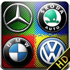 an image of different car emblems on the side of a cell phone screen,