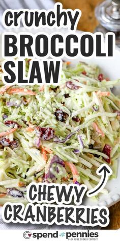 this crunchy broccoli slaw is loaded with cranberries and oranges