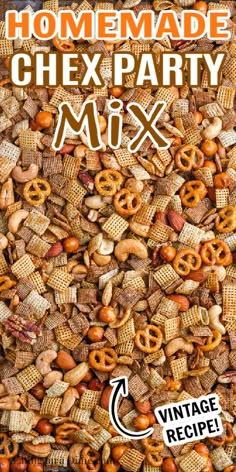 homemade chex party mix with pretzels and nuts