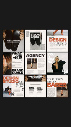 an advertisement for a hair salon is shown in multiple pictures, with the words design studio below it