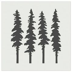 the silhouettes of trees are drawn in black and white on a light gray background