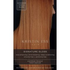 Kristin Ess Hair Signature Gloss Temporary Hair Color - Copper Penny Copper Gold Hair, Light Copper Hair, Kristen Ess, Kristin Ess Hair, Kristin Ess, Natural Red Hair, Hair Gloss, Covering Gray Hair, Brown Hair Dye