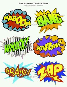 comic speech bubbles with different colors and shapes on white background, free superhero comic bubble clip art