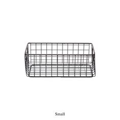 a metal wire basket with the word small written below it in english and spanish on a white background