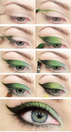 Eyes to go with my poison ivy costume! Maybe some brown eyeliner :) Machiaj Smokey Eyes, Teknik Makeup, Green Eye Makeup, Khol Eyeliner, Beautiful Green Eyes, Best Makeup Tutorials, Perfect Cat Eye, Easy Makeup Tutorial