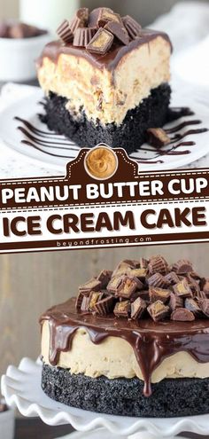 peanut butter cup ice cream cake on a plate