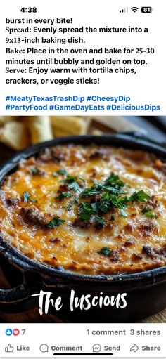 Cheesy Dip, Yummy Dips, Tortilla Chips, Party Food, Crackers, Baked Dishes, Oven, Chips