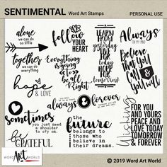 the sentiment word art stamps are available for purchase