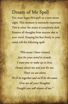 Dream Of Me Spell, Dream Spell, Dream Of Me, Easy Love Spells