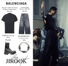 Jungkook Seven Outfit, Mens Aesthetic, Givenchy Boots, Sora Choi, Bts Clothing, Bts Show, Oversized Pants