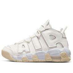 DM1023-001 Beige Nike, Low Top Nikes, Nike Uptempo, Nike Air Uptempo, Nike Air More Uptempo, Nike Air More, Old Shoes, Basketball Sneakers, Nike Kids