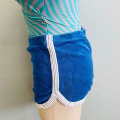 vtg 1970s retro terrycloth roller disco shorts striped hot pants short shorts kelso that 70s show summer beachwear beach cover up topic knits  tags  size Large 75%cotton 25% polyester Overall good condition light wear Measurements lying flat: Waist:14.5"-18" hips: 17"-20" rise 13" Retro Short Beach Bottoms, Retro Beach Bottoms With Built-in Shorts, Retro Blue Cutoff Shorts, Kelso That 70s Show, 1970s Shorts, Disco Shorts, Orange Beach Shorts With Built-in Liner, Hot Pants Shorts, 70s Show