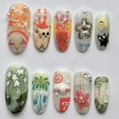 Food Nail Art Designs, Nail Art Realistic, Japanese Nails Designs, Japanese Nail Art Kawaii, Studio Ghibli Nail Art, Jjk Nails, Totoro Nails, Manga Nails