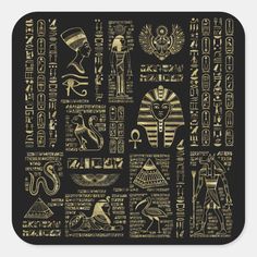 egyptian hieroglyphs and deities coaster