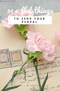 pink carnations on top of an envelope with the words, 30 life - things to send your pencil