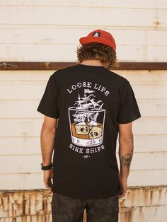 Haggard Pirate Loose Lips Tee Seal Beach California, Old School Vibes, Loose Lips Sink Ships, School Vibes, Final Touch, Soft Hands, School Shirts, Soft Hand, Black Media