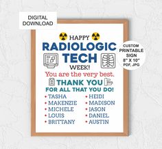 a poster with the words happy radio tech week written in different colors and font on it