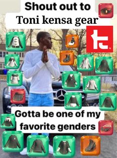 a man standing in front of a car holding his hands up to his face with the words, i should't shut out to tomi kensa gear gota be one of my favorite genderers