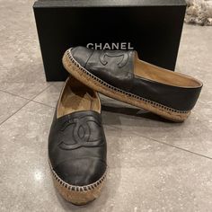 Chanel Classic Black Espadrilles No Box For The Shoes Shoes Chanel, Black Espadrilles, Espadrille Shoes, Chanel Shoes, Chanel Classic, Classic Black, Limited Time, Espadrilles, Chanel