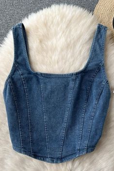 Denim Tank Top, Denim Tank, Denim Corset, Casual Day Outfits, Quick Outfits, Diy Sewing Clothes, Simple Trendy Outfits, Looks Chic