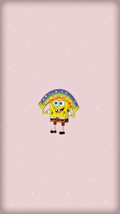 spongebob holding an umbrella in the air