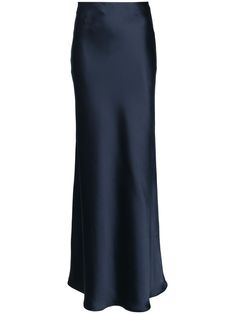 indigo blue satin finish elasticated waistband straight hem maxi Classy Long Skirt, Maxi Satin Skirt, Elegant Blue Maxi Skirt, White Silk Maxi Skirt, Dark Blue Clothes, Blue Fitted Silk Skirt, Blue Silk Relaxed Skirt Bottoms, Luxury Blue Silk Skirt, Luxury Blue Maxi Skirt