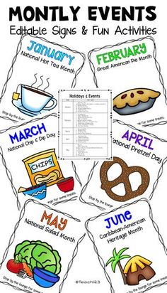 months of the year printable signs and activities