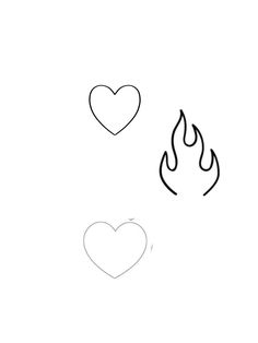 two hearts are drawn in the shape of fire and heart shapes on a white background