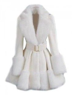 wntr coats Mode Mantel, White Fur Coat, Lapel Coat, Coat White, Long Sleeve Coat, White Coat, Really Cute Outfits, Dream Clothes, Winter Fashion Outfits