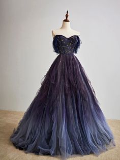 Purple Gradient Tulle Long Prom Dress Mode Purple, Tulle Long Prom Dress, Purple Evening Dress, Formal Prom Dresses Long, Purple Gradient, Tulle Evening Dress, Purple Prom Dress, Sweetheart Prom Dress, Beautiful Prom Dresses