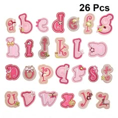 Hemoton 26 Pcs DIY Sew Decoration Appliques Stickers Cartoon Pink Alphabets Embroidery Patches for Clothes Dress Hat Jeans Repairing - Walmart.com Penanda Buku, Scrapbook Printing, Alphabet Stickers, Scrapbook Stickers Printable, Diy Patches, Stickers Printable, Clothing Patches, Iron On Applique, Digital Stickers