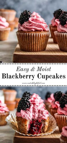 Blackberry Cupcakes on serving platter Rosemary Cupcakes, Blackberry Dessert Recipes, White Cake Cupcakes, Cake Blackberry, Blackberry Cake Recipe, Blackberry Buttercream, Blackberry Cupcakes, Homemade Cupcake Recipes, Lemon Cupcake Recipe