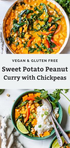 vegan and gluten free sweet potato peanut curry with chickpeas