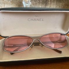 Pink Vintage Chanel Sunglasses. Super Unique And Fun And In Great Condition! Pink Vintage Chanel, Vintage Chanel Sunglasses, Chanel Pink, Silver Sunglasses, Pink Chanel, Chanel Sunglasses, Pink And Silver, Chanel Accessories, Pink Vintage