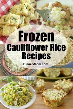 frozen cauliflower rice recipe with text overlay