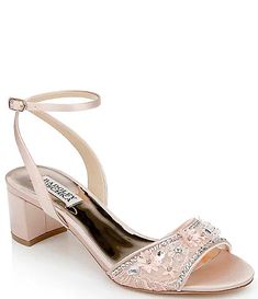 Women's Sandals | Dillard's Leather Embellished Low Heel Sandals, Pink Bridal Shoes, Classy Sandals, Mother Of The Bride Shoes, Work Shoes Women, Satin Shoes, Heels Classy, Strap Sandals Women, Bride Shoes