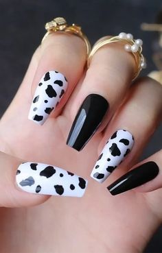 Cow Print Nails, Cow Print, Cow Print Nails Art, Nails Art, Classic Cow Print Nails, Colorful Cow Print Nails, Reverse Cow Print, Cow Print Ombre, Cow Print French Tips, Cow Print Glitter Nails, Cow Print With Flowers, Cow Print Nails With Hearts, Cow Print With Stripes, Cow Print With Polka Dots, cow print nail art, cow print nail art designs, cow print nail ideas Nails Medium Coffin, Ballet Nails, Medium Coffin, Cow Nails, Cute Acrylic Nail Designs, Nails Medium, Acrylic Nails Coffin Short, Short Acrylic Nails Designs, False Nail