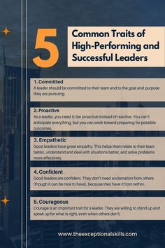 Discover the common traits of high-performing and successful leaders. From being committed to being empathetic, these traits will elevate your leadership prowess. Learn more on the blog. | Leadership | Leadership Development | Leadership Education | Leadership Training | Management Tips Leadership | Leadership Tips | Empowerment | Small Business Owner | Small Business Inspiration | Career | Success Tips Change Management Quotes, Traits Of A Good Leader, Being Empathetic, Business Techniques, Management Tips Leadership, Types Of Leadership Styles, Strengths Based Leadership, Leadership Development Activities, Successful Company